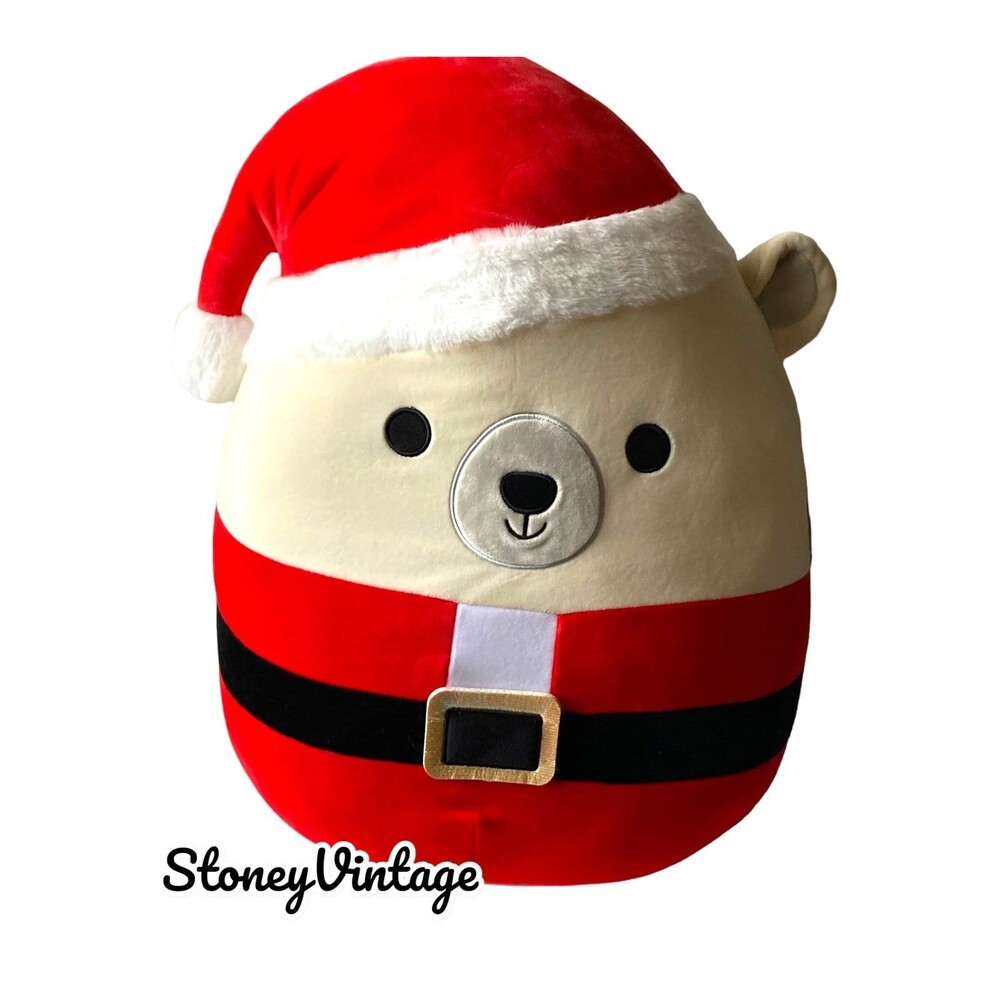 Squishmallow 16" Brooke Polar Bear Santa Claus Christmas Hat First to Market